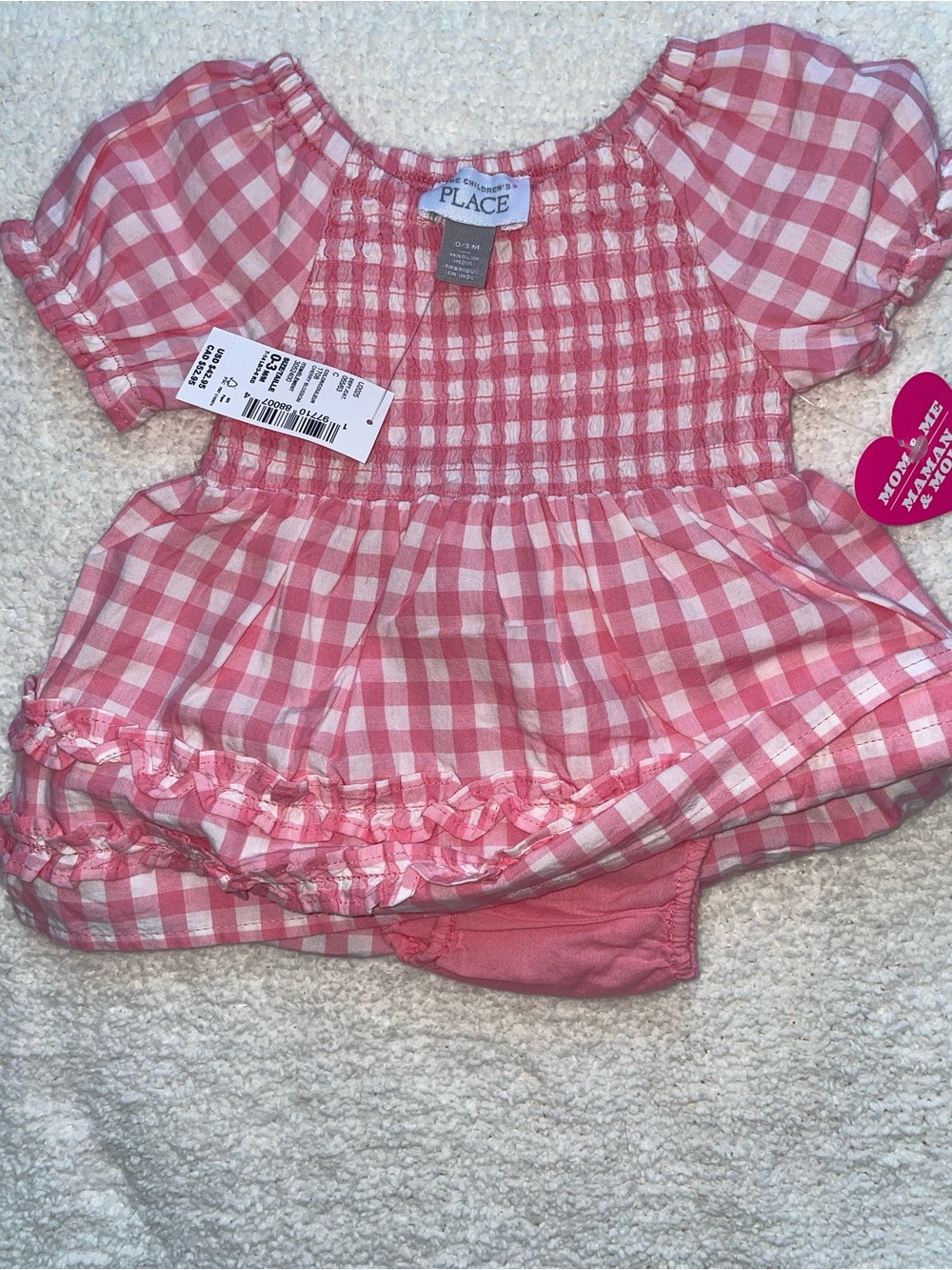 The Children's Place Pink and White Gingham Dress with Bloomers